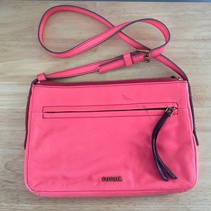 Fossil Bright Pink Spring Crossbody Leather Purse
